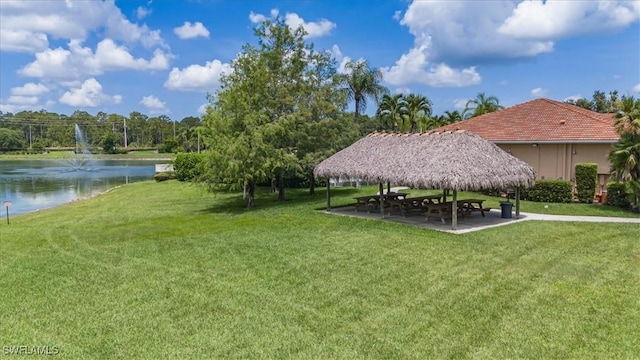 1087 Port Orange Way, Naples, FL 34120 - view of green lawn with a gazebo and a water view