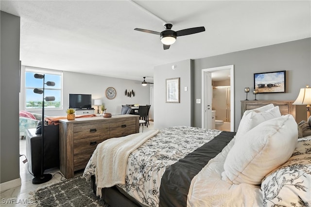 5600 Bonita Beach Rd Unit 4-605, Bonita Springs, FL 34134 - bedroom with ceiling fan and ensuite bathroom