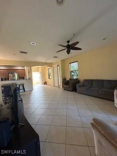 4400 Lazio Way Unit 201, Fort Myers, FL 33901 - living room featuring ceiling fan and light tile patterned floors