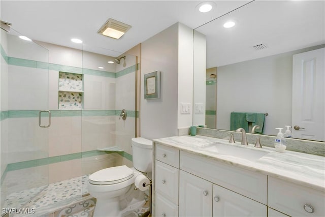 25710 Hickory Blvd Unit A 202, Bonita Springs, FL 34134 - full bath featuring a shower stall, vanity, and recessed lighting
