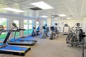 25710 Hickory Blvd Unit A 202, Bonita Springs, FL 34134 - workout area featuring healthy amount of natural light and a paneled ceiling