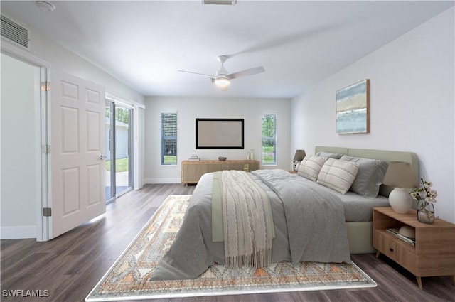 2790 Randall Blvd, Naples, FL 34120 - bedroom featuring access to outside, wood finished floors, and a ceiling fan