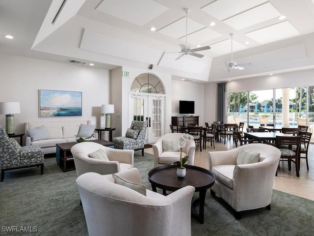 8440 Abbington Cir Unit D22, Naples, FL 34108 - tiled living area featuring recessed lighting and ceiling fan