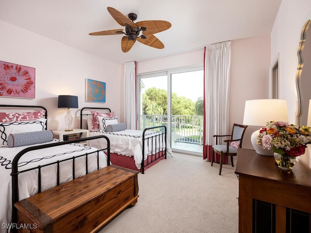 8440 Abbington Cir Unit D22, Naples, FL 34108 - bedroom featuring access to outside, light colored carpet, and ceiling fan