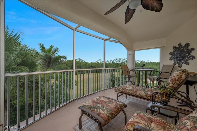 4844 Hampshire Ct Unit 305, Naples, FL 34112 - sunroom / solarium with a ceiling fan and lofted ceiling