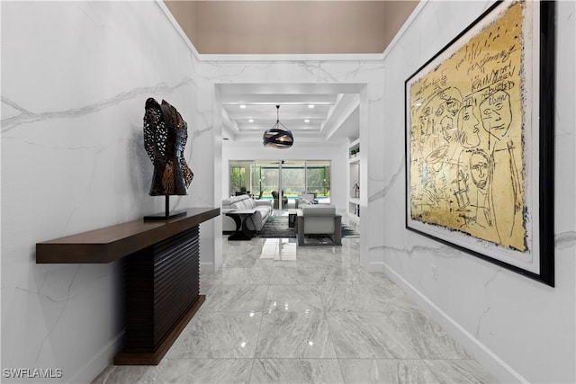 28617 Sicily Loop, Bonita Springs, FL 34135 - hall with light marble finish floors and a raised ceiling