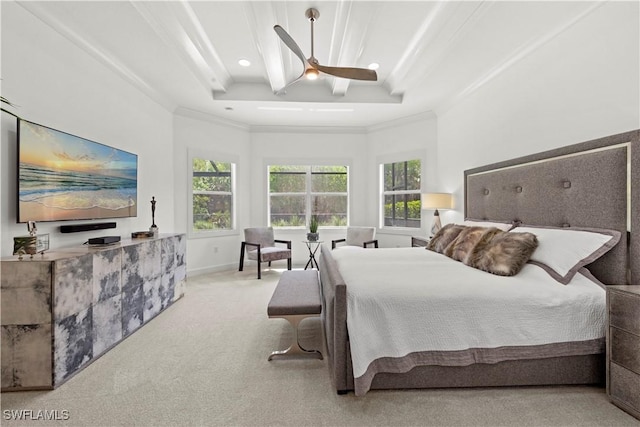 28617 Sicily Loop, Bonita Springs, FL 34135 - bedroom with carpet, ornamental molding, a raised ceiling, and recessed lighting
