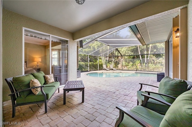 12977 Turtle Cove Trl, North Fort Myers, FL 33903 - view of patio featuring an outdoor pool and a lanai
