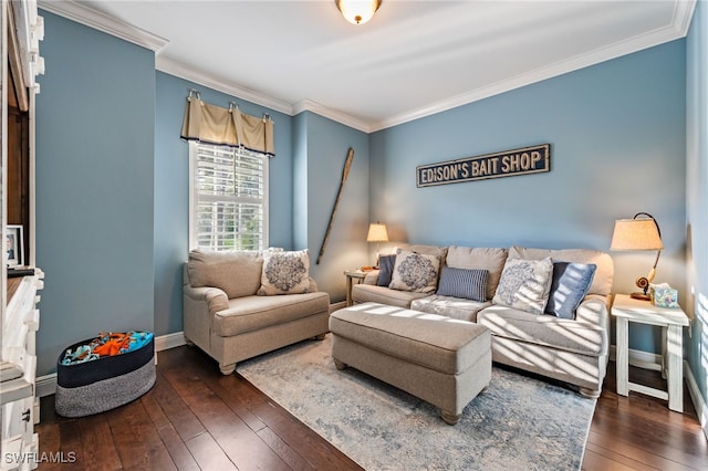 12977 Turtle Cove Trl, North Fort Myers, FL 33903 - living room with hardwood / wood-style floors and crown molding