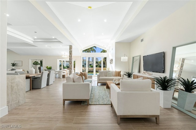 5203 Starfish Ave, Naples, FL 34103 - living room with recessed lighting and light wood-type flooring