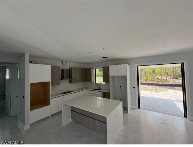 3722 29th Ave NE, Naples, FL 34120 - kitchen with modern cabinets, a kitchen island, and white cabinetry