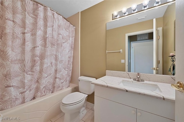 8610 Cedar Hammock Cir Unit 1223, Naples, FL 34112 - bathroom featuring vanity, tile patterned flooring, and shower / bath combo with shower curtain