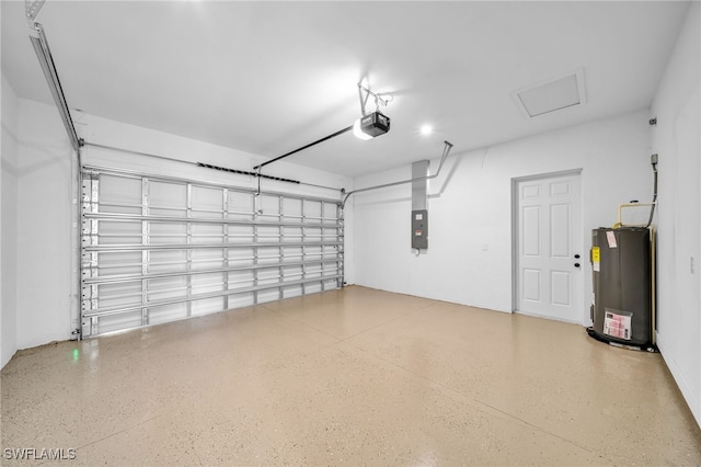 542 Raintree St E, Lehigh Acres, FL 33974 - garage with electric water heater, electric panel, and a garage door opener