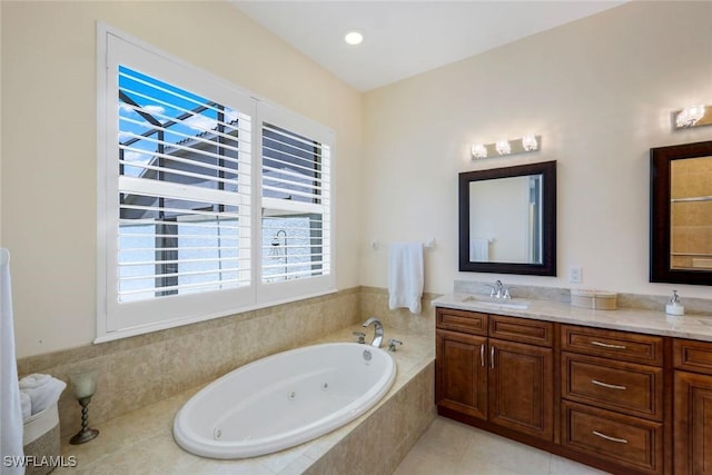 4333 Mistlethrush Ln, Naples, FL 34119 - full bath with double vanity and a whirlpool tub