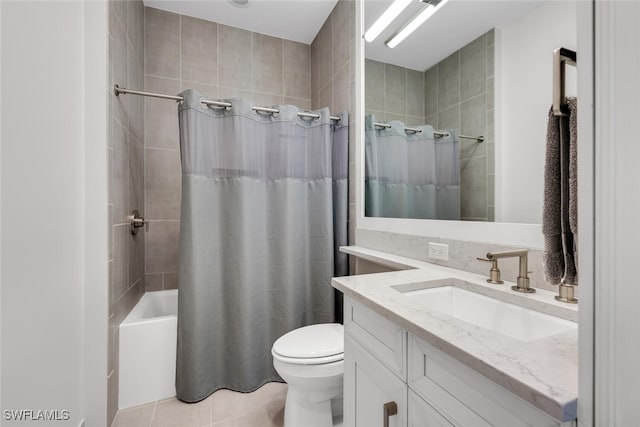4406 Caldera Cir, Naples, FL 34119 - full bathroom with vanity, tile patterned floors, and shower / bath combination with curtain