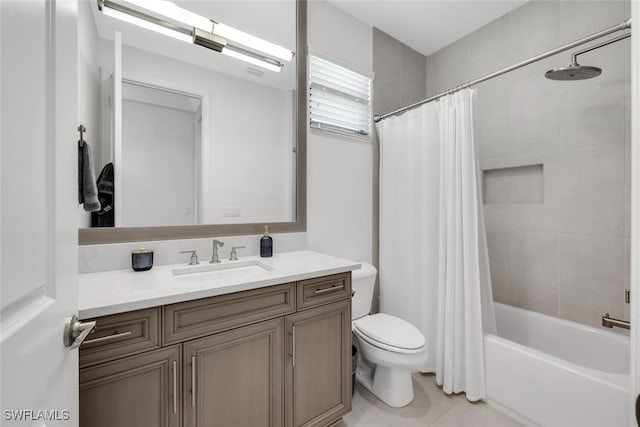 4406 Caldera Cir, Naples, FL 34119 - bathroom featuring vanity, shower / tub combo, and tile patterned floors