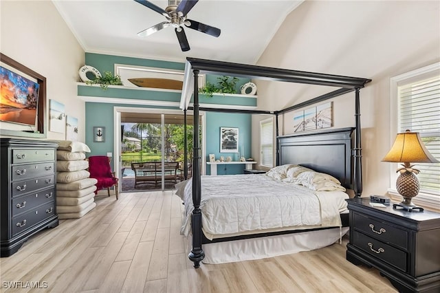 11840 Longshore Way W, Naples, FL 34119 - bedroom featuring access to outside, ornamental molding, and wood finished floors