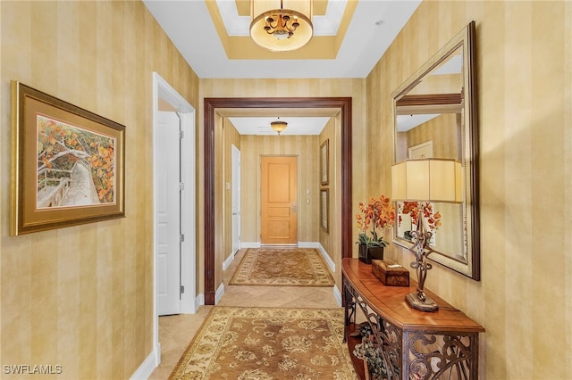 4137 Bay Beach Ln Unit 5P2, Fort Myers Beach, FL 33931 - doorway to outside featuring wallpapered walls and light tile patterned floors