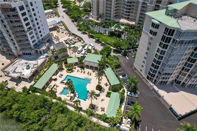 4137 Bay Beach Ln Unit 5P2, Fort Myers Beach, FL 33931 - drone / aerial view of a pool area and apartment complex / building