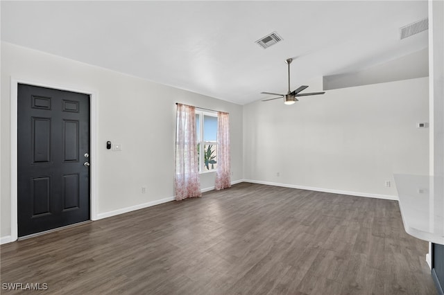 1905 SW 11th St, Cape Coral, FL 33991 - unfurnished living room featuring ceiling fan and dark wood finished floors