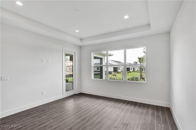 16272 Wax Myrtle St, Punta Gorda, FL 33982 - spare room with healthy amount of natural light, dark wood finished floors, recessed lighting, and a raised ceiling