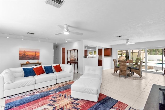 18381 Panther Trail Ln, North Fort Myers, FL 33917 - tiled living area featuring ceiling fan