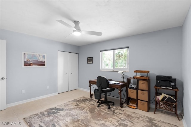 18381 Panther Trail Ln, North Fort Myers, FL 33917 - office featuring ceiling fan and baseboards