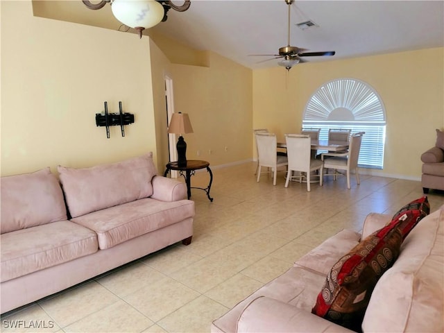 4619 SW 20th Pl, Cape Coral, FL 33914 - living area featuring tile patterned floors and a ceiling fan