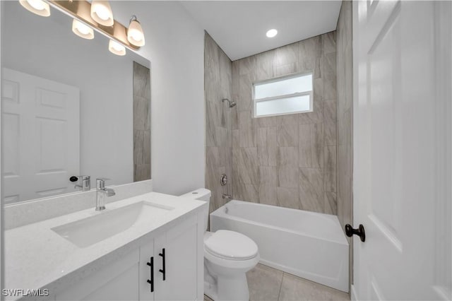933 Anthony St E, Lehigh Acres, FL 33974 - bathroom featuring vanity, shower / bath combination, and tile patterned floors