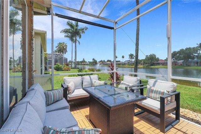 8644 Ibis Cove Cir, Naples, FL 34119 - sunroom / solarium with outdoor lounge area, a water view, and healthy amount of natural light