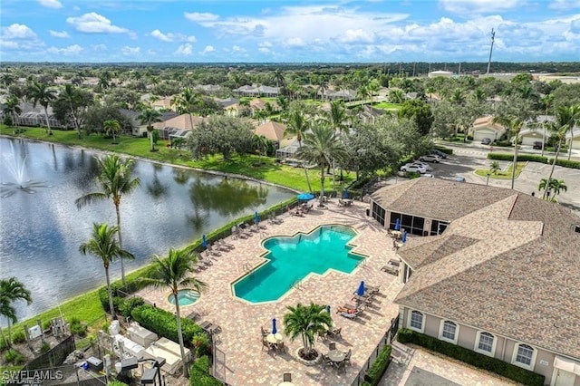 8644 Ibis Cove Cir, Naples, FL 34119 - aerial view of residential area with a pool area and a large body of water