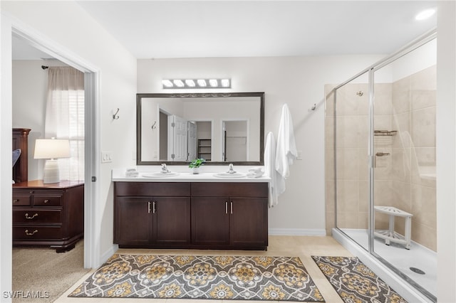 2245 Pigeon Plum Way N, Fort Myers, FL 33917 - full bathroom with double vanity and a stall shower