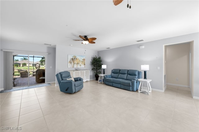 2245 Pigeon Plum Way N, Fort Myers, FL 33917 - living room with a ceiling fan and light tile patterned floors
