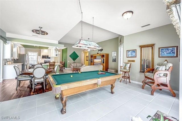 2799 Jude Island Way, Naples, FL 34119 - game room with pool table, light tile patterned flooring, and vaulted ceiling