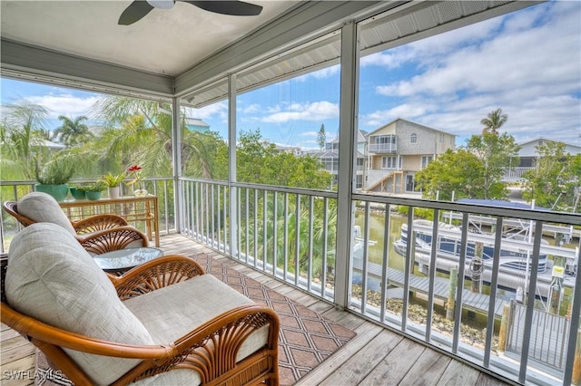 6008 Cypress Ln, Bonita Springs, FL 34134 - sunroom featuring ceiling fan