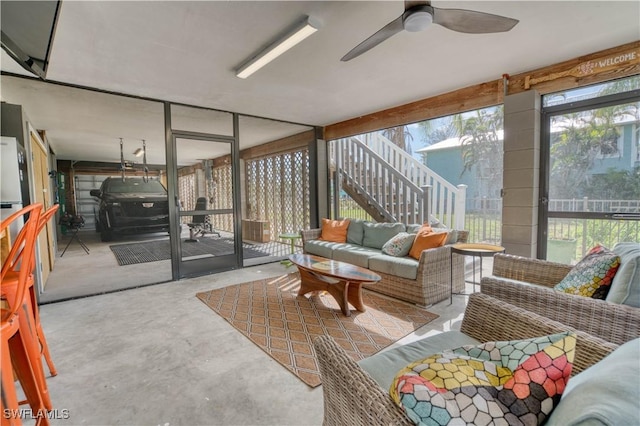 6008 Cypress Ln, Bonita Springs, FL 34134 - sunroom with an outdoor living space and ceiling fan