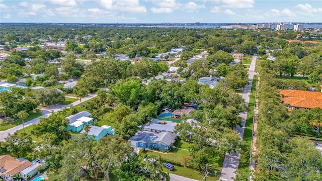 1308 Hull St S, Gulfport, FL 33707 - aerial view of property and surrounding area featuring a tree filled landscape and nearby suburban area