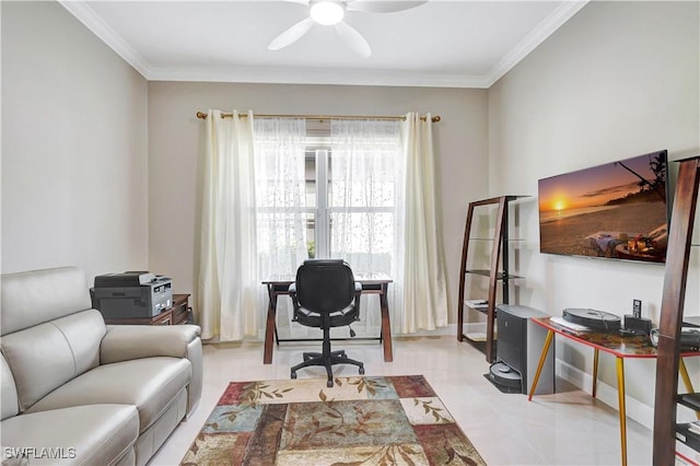 8142 Lucello Ter S, Naples, FL 34114 - office space with ceiling fan and ornamental molding