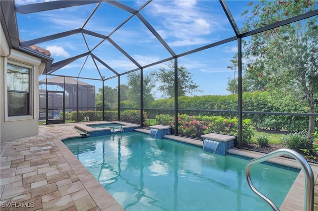 8142 Lucello Ter S, Naples, FL 34114 - view of pool with a patio area, a pool with connected hot tub, and glass enclosure