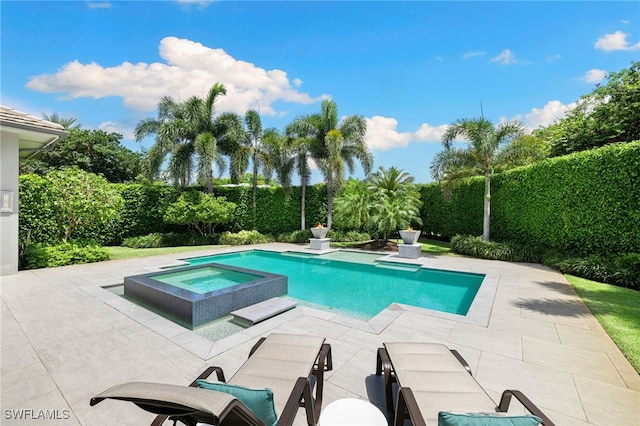 745 Riviera Dr, Naples, FL 34103 - view of pool featuring a patio area and a pool with connected hot tub