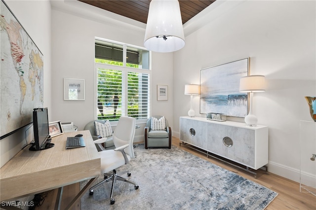 745 Riviera Dr, Naples, FL 34103 - office space with wooden ceiling and wood finished floors