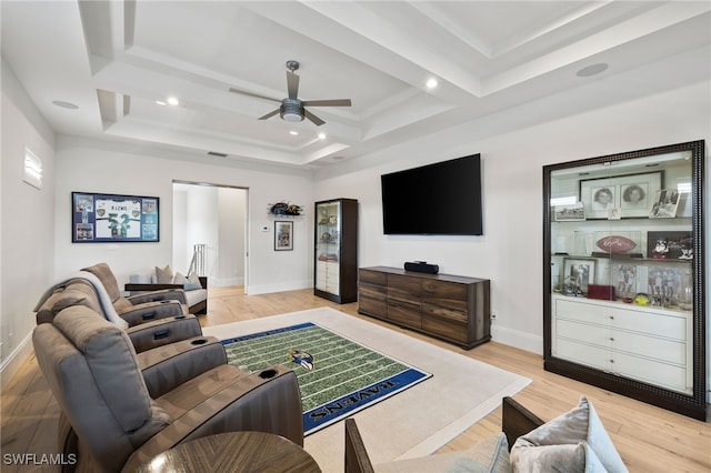 745 Riviera Dr, Naples, FL 34103 - living room featuring a ceiling fan, light wood-type flooring, and recessed lighting