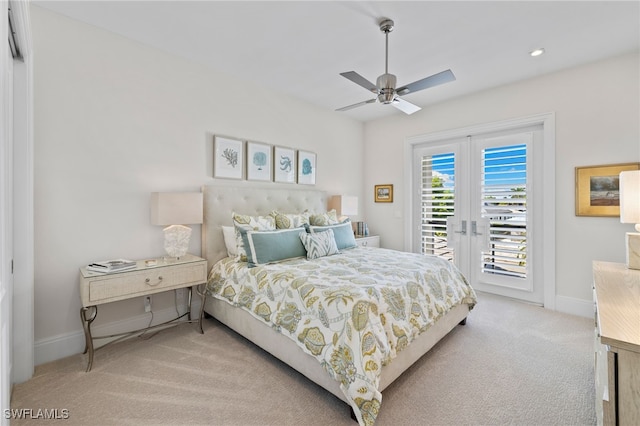 745 Riviera Dr, Naples, FL 34103 - bedroom with carpet floors, access to outside, a ceiling fan, and recessed lighting