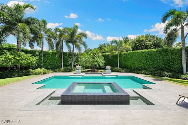 745 Riviera Dr, Naples, FL 34103 - view of pool featuring a patio area and a pool with connected hot tub