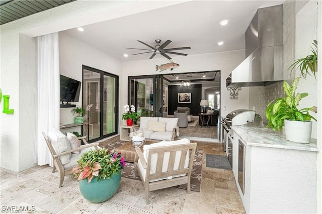 2110 Antigua Ln, Naples, FL 34120 - living room with a ceiling fan and recessed lighting