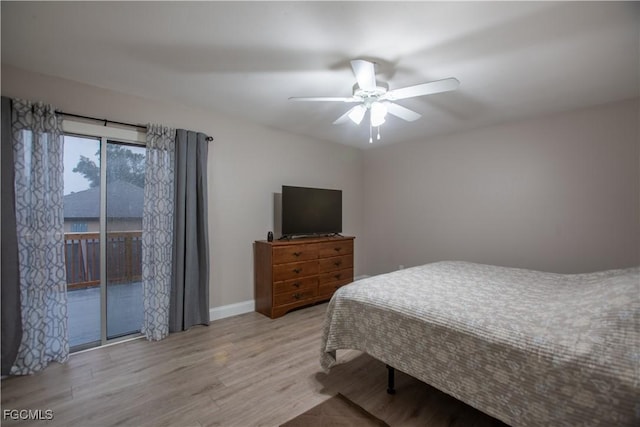 195 E Mariana Ave, North Fort Myers, FL 33917 - bedroom featuring access to exterior, light wood-type flooring, and ceiling fan