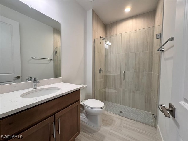 16106 Preservation Blvd, Punta Gorda, FL 33982 - bathroom featuring a stall shower, vanity, and recessed lighting