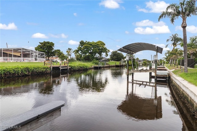 138 Dowling Ave NE, Port Charlotte, FL 33952 - dock area featuring boat lift and a water view