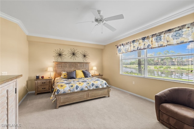 3904 Forest Glen Blvd Unit 102, Naples, FL 34114 - bedroom featuring ornamental molding, light colored carpet, and ceiling fan