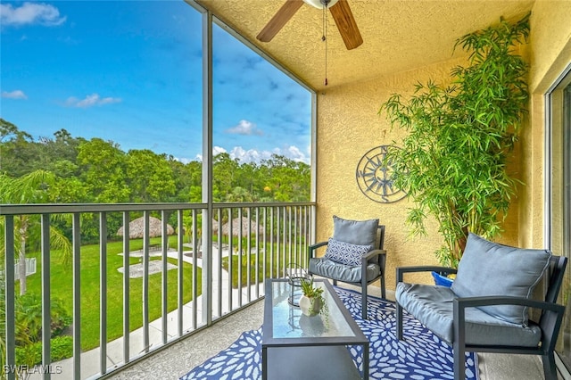 9175 Celeste Dr Unit 305, Naples, FL 34113 - balcony featuring a ceiling fan